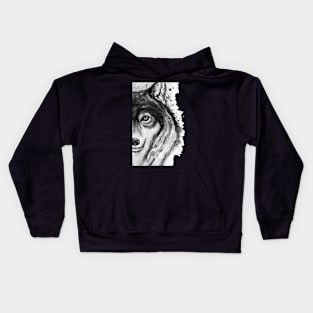 Half-Faced Wolf Close-up Kids Hoodie